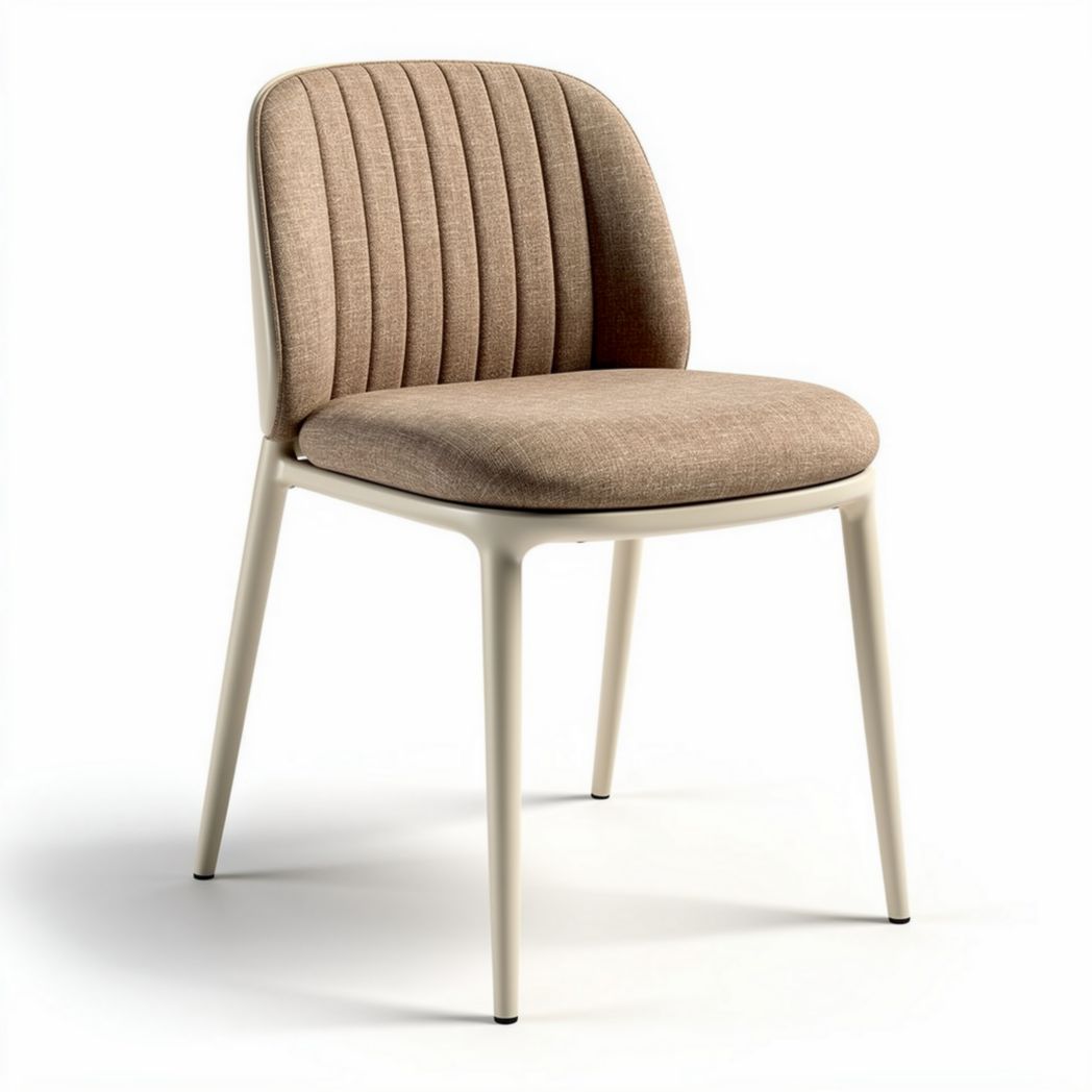 Houten stoel met bamboe rugleuning en comfortabele stofzitting 45 x 45 x 85cm