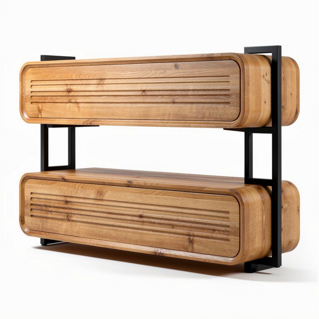 Houten wandplank met metalen frame 120 x 40 x 30cm voor opslag en decoratie