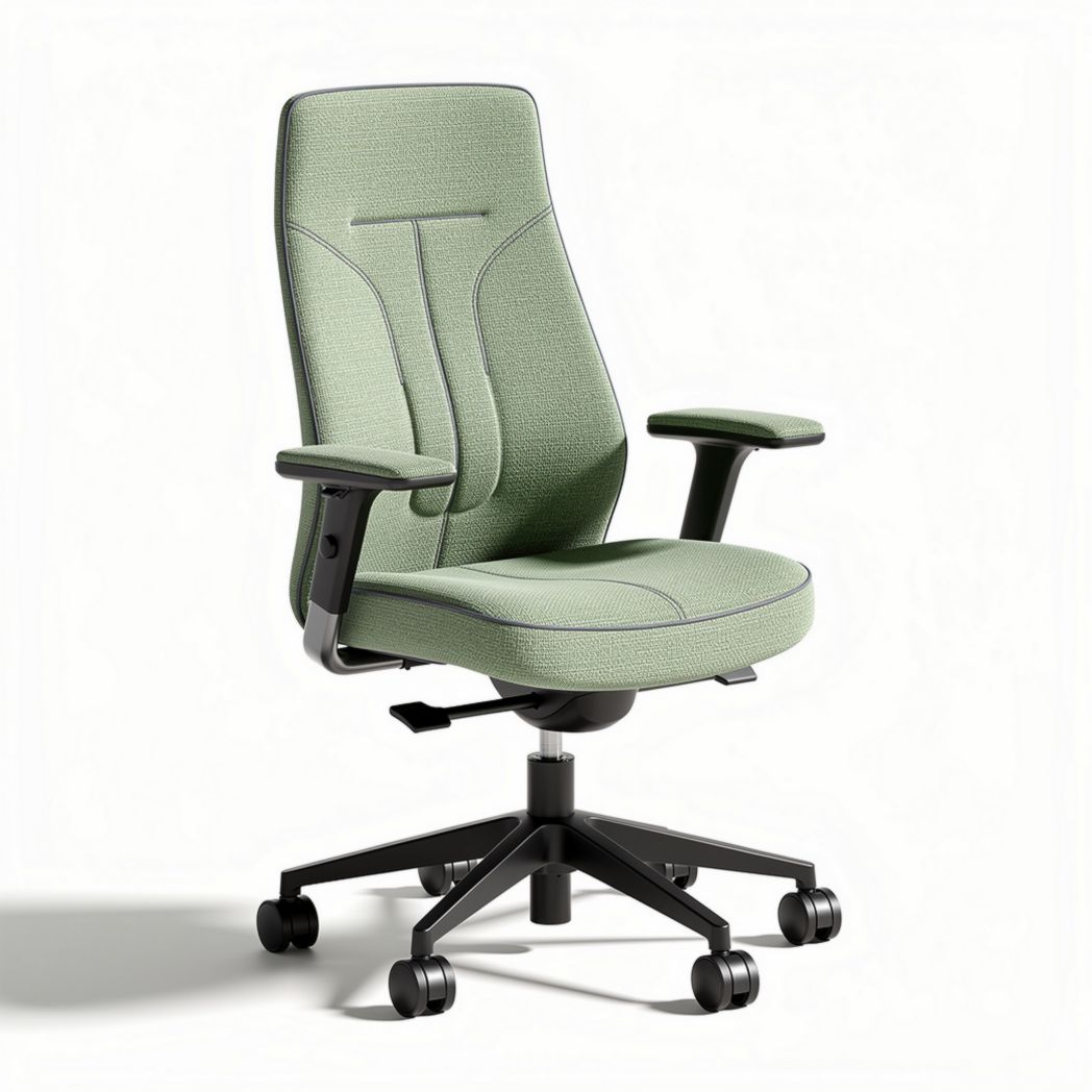 Bureaustoel met gestoffeerde zitting en rugleuning in groen 64 x 64 x 95cm