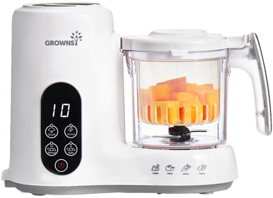 grownsy GROWNSY Babyvoedingsbereider met stoommand, stoompan, mixer en sterilisator in één apparaat, BPA-vrij, voor gezonde zelfgemaakte babyvoeding, BPA-vrij