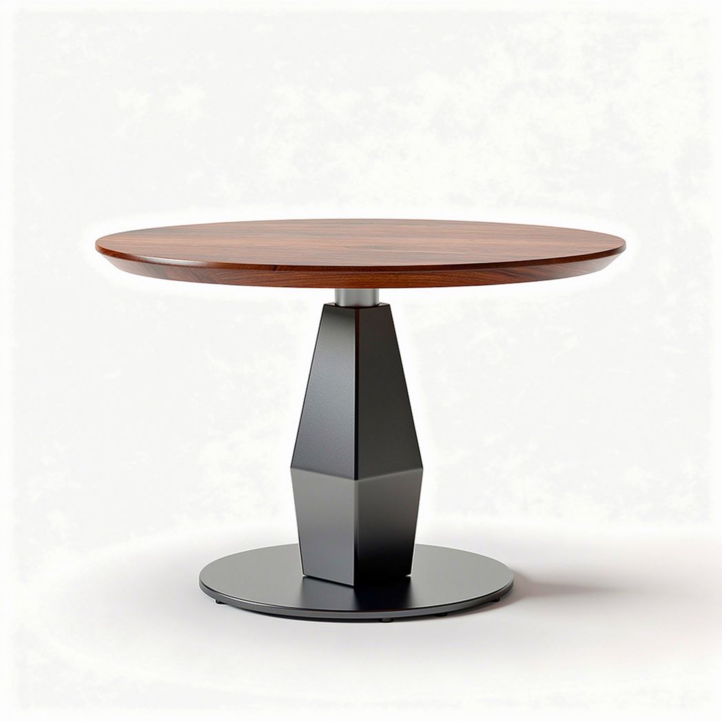 Ronde houten tafel met een metalen basis 70 x 70 x 75cm