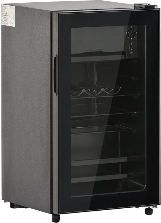 Merax 76L Mini Koelkast - 6L Vriezer en 70L Koelruimte - LED Verlichting - Geluidsarm - Energiezuinig - Verstelbare Planken - Voor 51 Blikjes - Zwart