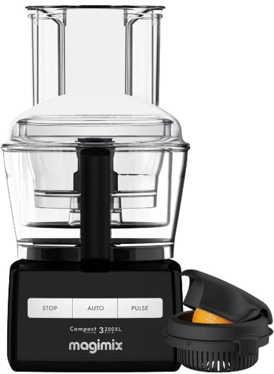 Magimix - Foodprocessor - CS 3200 XL - Zwart - Citruspers - 30 jaar motorgarantie(Blender, Inclusief Kookboek, Opbergbox Accessoires, Citruspers, Extra mengkom/Zwart)