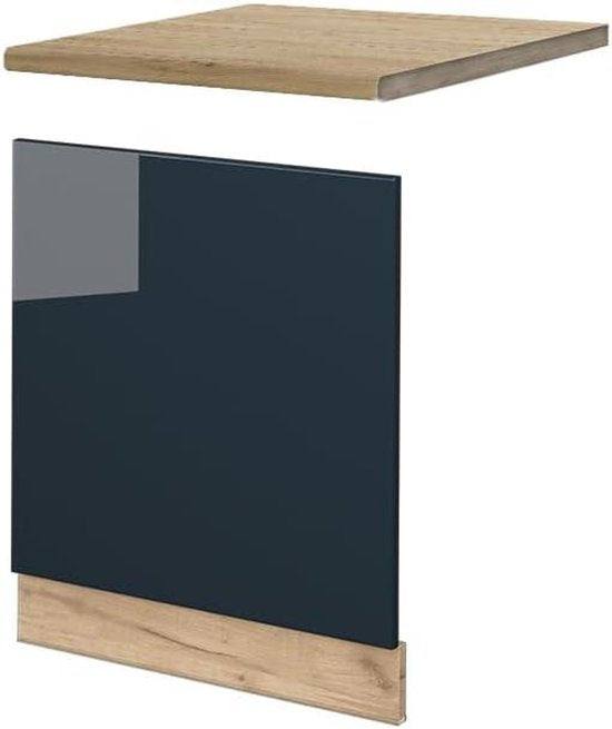 Merkloos / Sans marque Vaatwasserpaneel - Keukenfront Frontpaneel - Keuken Verbeteren - Donkerblauw Hoogglans - 60 cm Breed - Blauw