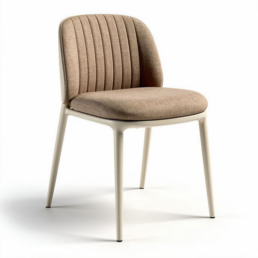 Houten stoel met bamboe rugleuning en comfortabele stofzitting 45 x 45 x 85cm