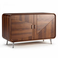 Houten tv-meubel met twee deuren en metalen poten 150 x 45 x 75cm