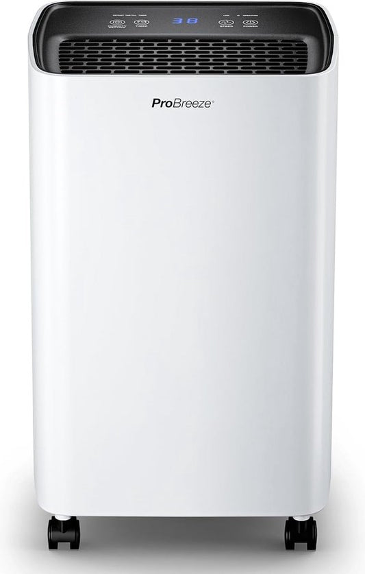 Pro Breeze 6L/dag Luchtontvochtiger – D-26 – Continu Water Afvoerslang, 2L Tank en Timer – Verwijderd Schimmel, Damp en Vocht - Dehumidifier voor Thuis, Garage en Kelder(6 l)