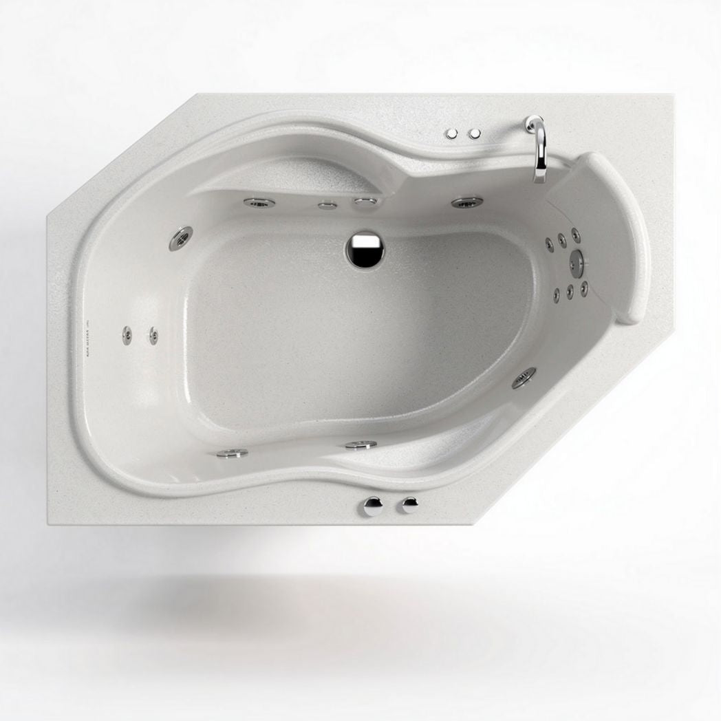 Hoekbad met hydromassage functie van acryl 150 x 90 x 60 cm wit