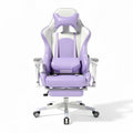 Ergonomische gaming stoel in paars en wit met verstelbare armleuningen en rugleuning