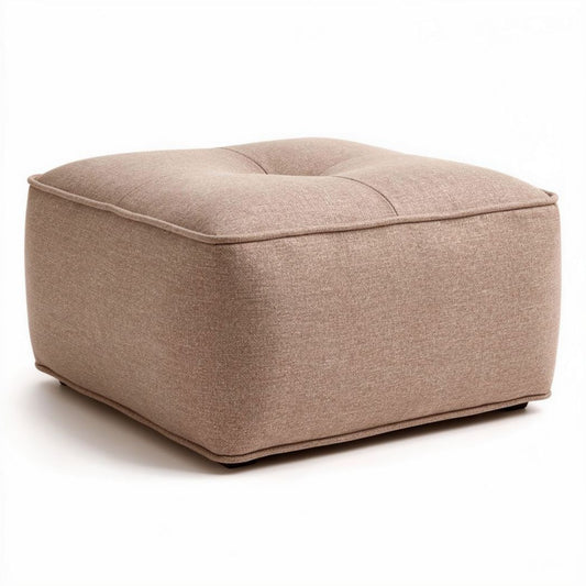 Zachte vierkante pouffe van stof in beige 40 x 40 x 20cm voor interieurgebruik