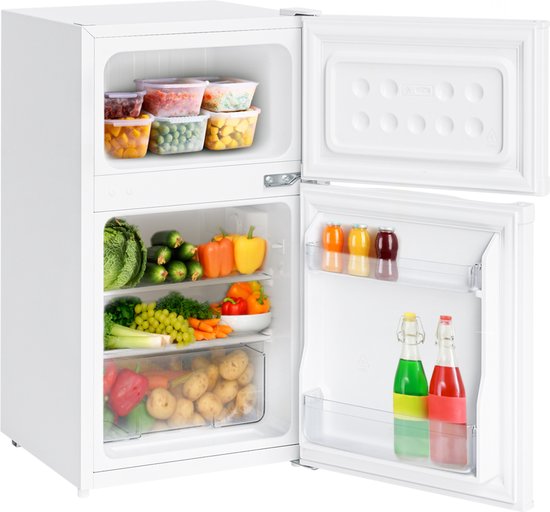 KitchenBrothers Koelkast - 61L Koelvak - 24L Vriesvak - Koelvriescombinatie - Ijskast - Frigo - Vrijstaand - Wit(Wit， 61L Koelvak， 24L Vriesvak)