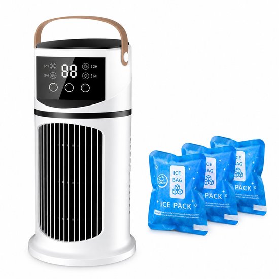 KR Ventures KR ArcticCool Pro - 3-in-1 Luchtkoeler - USB Air Cooler - Ventilator met Luchtbevochtiger - 7 Kleuren LED - Timer - Inclusief 3 Koelpacks