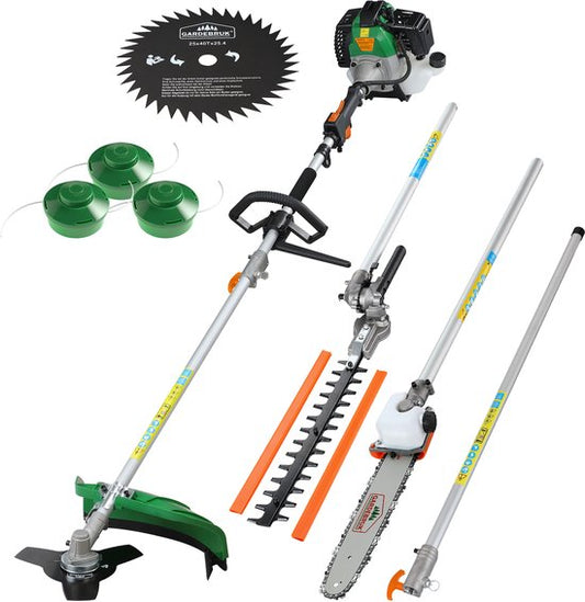 Gardebruk® 5-in-1 Multitool - Benzine Bosmaaier 52cc 100 cm Verlengstuk - Groen