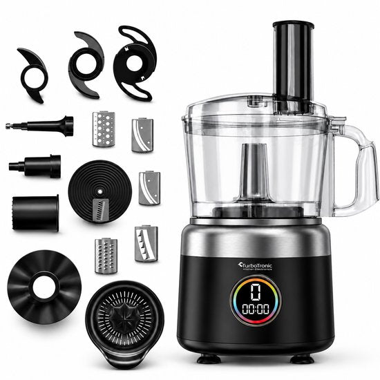 TurboTronic FP700 Foodprocessor - Keukenmachine - 1.2 Liter - Keukenrobot - 1900W - Zwart
