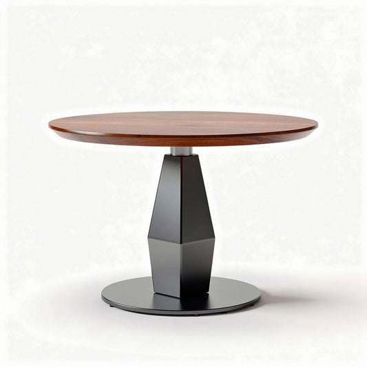 Ronde houten tafel met een metalen basis 70 x 70 x 75cm