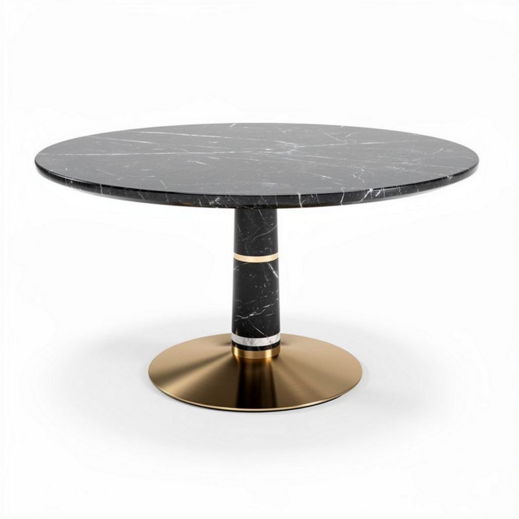 Ronde marmeren tafel met goudkleurige voet 90 x 90 x 75 cm