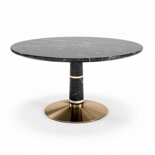 Ronde marmeren tafel met goudkleurige voet 90 x 90 x 75 cm