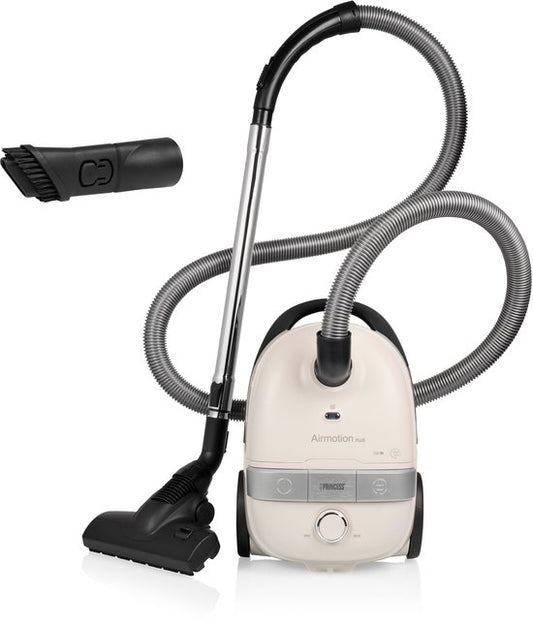 Princess Airmotion Plus Stofzuiger 336080 - Met zak - Volume: 4L - Bereik van 10m - 700 W - HEPA Filtersysteem(Wit)