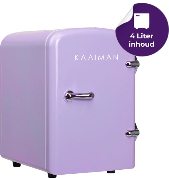 Kaaiman® Mini Koelkast 4L - Kleine Koelkast 12V/220V - Cosmetische Koelkast - Warm en Koud Functie - Skincare Fridge - Minikoelkast Slaapkamer - Paars(Paars)