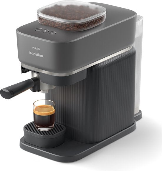 Philips BAR305/60 Baristina - Semi-Automatische Espressomachine - Pistonmachine - Koffiemachine met Bonen - Zwart(Zwart/Geen melkopschuimer)