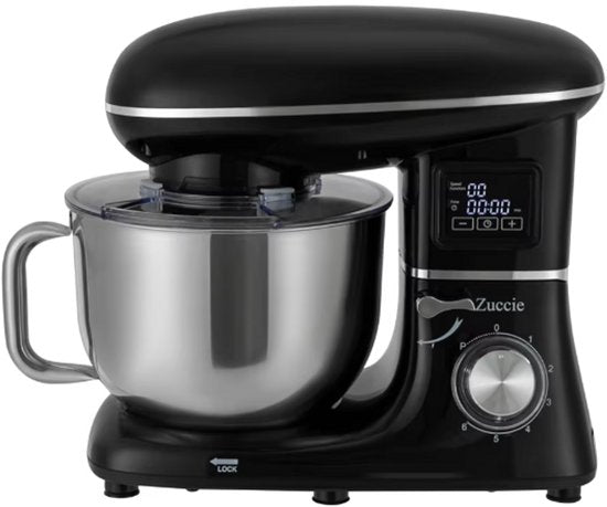 Merkloos / Sans marque Lifero Keukenmixer 1500W – Deegmachine 6,2L – Keukenmachine met LCD-scherm – Keukenrobot 6 Standen – Mixer met Mengkom - Zwart