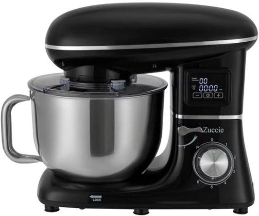 Merkloos / Sans marque Lifero Keukenmixer 1500W – Deegmachine 6,2L – Keukenmachine met LCD-scherm – Keukenrobot 6 Standen – Mixer met Mengkom - Zwart