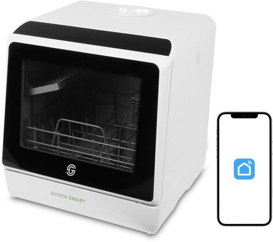 GudeaSmart® Mini Vaatwasser Incl. App – Afwasmachine – 5 Programma’s – 900 Watt – 42,5 x 42,8 x 45,8 cm - Wit
