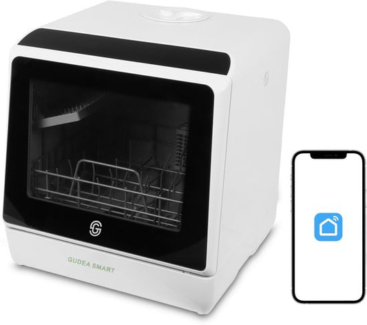 GudeaSmart® Mini Vaatwasser Incl. App – Afwasmachine – 5 Programma’s – 900 Watt – 42,5 x 42,8 x 45,8 cm - Wit