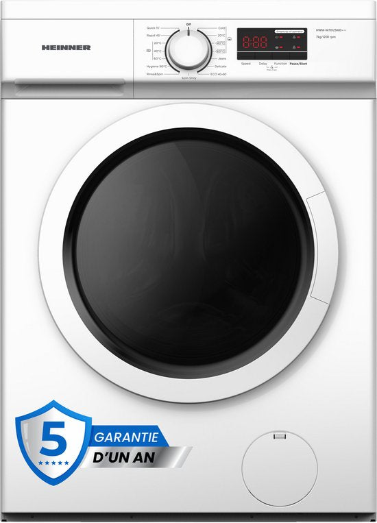 Heinner HWM-M7012SMD++ Wasmachine 7 kg – 1200 tpm – 15 Programma’s – Digitaal Display – 90°C Sterilisatieprogramma – Wit – 5 Jaar Garantie