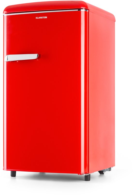 Klarstein Diepvriezer Laika 60 Liter Gesamtvolumen, Thermostaat met 5 standen, 0 tot 18 °C, vrijstaand, retro design, rood - Vrieskast Diepvrieskast - voor Keuken - 4-Sterren Compact - Thermostaat - Freezer - Vrieskast Klein(Rood)
