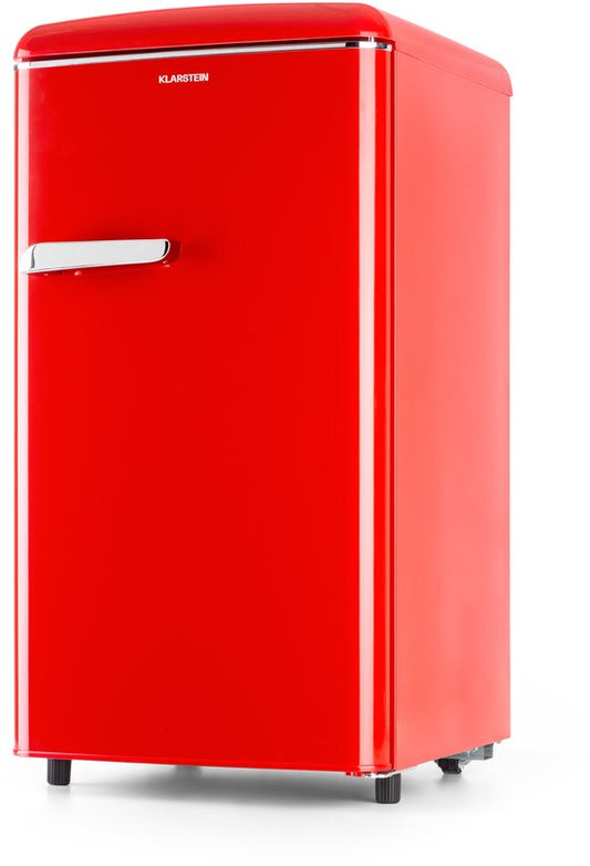 Klarstein Diepvriezer Laika 60 Liter Gesamtvolumen, Thermostaat met 5 standen, 0 tot 18 °C, vrijstaand, retro design, rood - Vrieskast Diepvrieskast - voor Keuken - 4-Sterren Compact - Thermostaat - Freezer - Vrieskast Klein(Rood)
