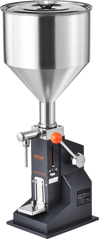 Vevor VEVOR 5-50ml Vulmachine Handmatige Vloeistofvulmachine Gemaakt van Food Grade 304 Roestvrij Staal Siliconen Ptfe Vulmachine Inclusief Twee Spuitmonden 4 mm / 8 mm Ideaal voor Het Vullen van Honingolie-Essentie