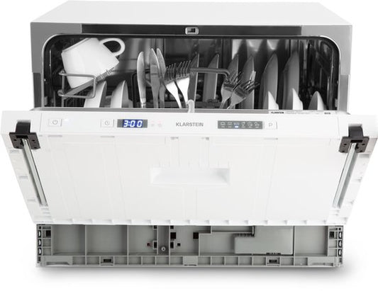 Klarstein Vaatwasser Mini voor 6 Couvert, Stille Inbouw Vaatwasser klein met 6 Programma’s, Tafelmodel Vaatwasser voor Thuis, Kantoor en Camping, Mini Vaatwasser met Wateraansluiting - Vaatwasmachine Afwasmachine - 6 Maatgedekken 52 cm - voor Singles