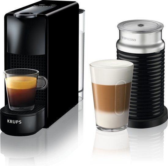 Krups Nespresso Essenza Mini XN1118 - Koffiecupmachine - Zwart - Met Melkopschuimer - Compact - Voor Nespresso Cups(Losse melkopschuimer/Zwart)
