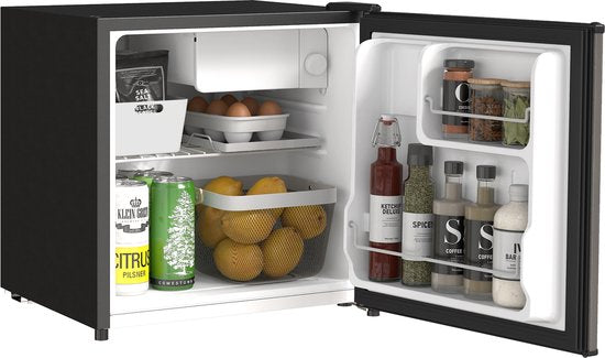 Merkloos / Sans marque Mini Koelkast - 46L Zilver Verplaatsbaar Vrijstaand Met - Omkeerbare Deur Verstelbare Thermostaat 0-8°C - Stille 41dB Energieklasse F - Voor Thuis Slaapkamer Kantoor Hotel Drankkoelkast Kleine Koelkas