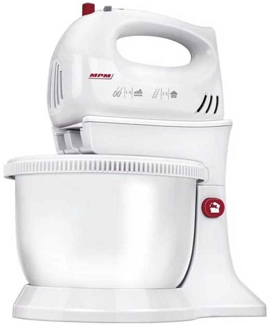 MPM - Mixer met Roterende Mengkom 3,5 Liter - 5-stapsregeling en TURBO-functie - Handmixer - Keukenmixer - Blender - 750W