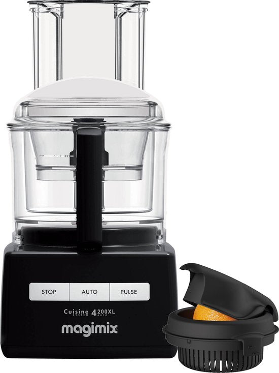 Magimix CS 4200 XL - Foodprocessor - Keukenmachine - Zwart - Citruspers(Blender， Extra mengkom， Inclusief Kookboek， Citruspers， Kloppers/garde， Opbergbox Accessoires， Snij- en raspschijven/Zwart)